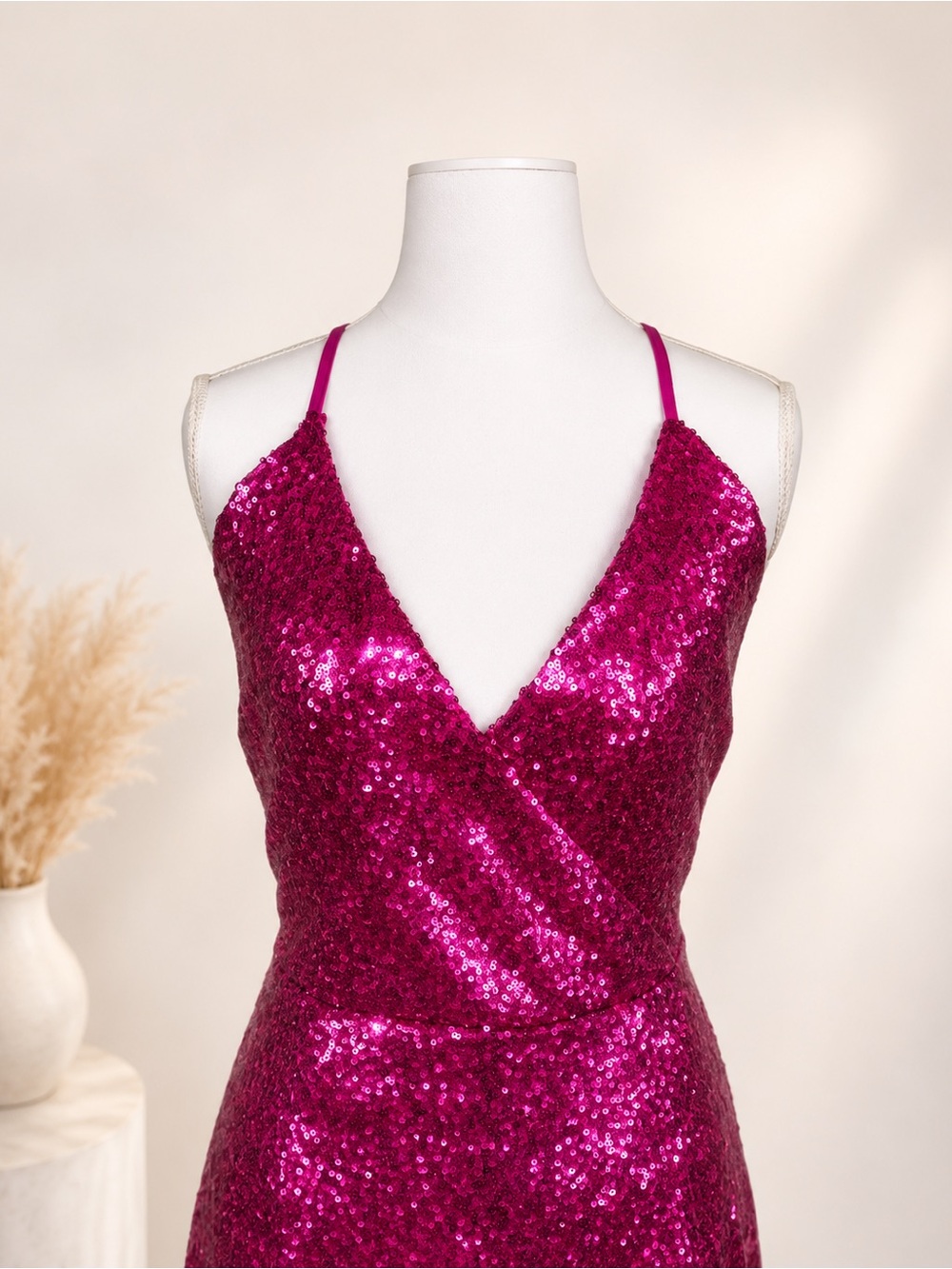 Lulus Hilaria Fuchsia Sequin Bodycon Mini Dress Size L Pink Party Cocktail - Picture 6 of 13